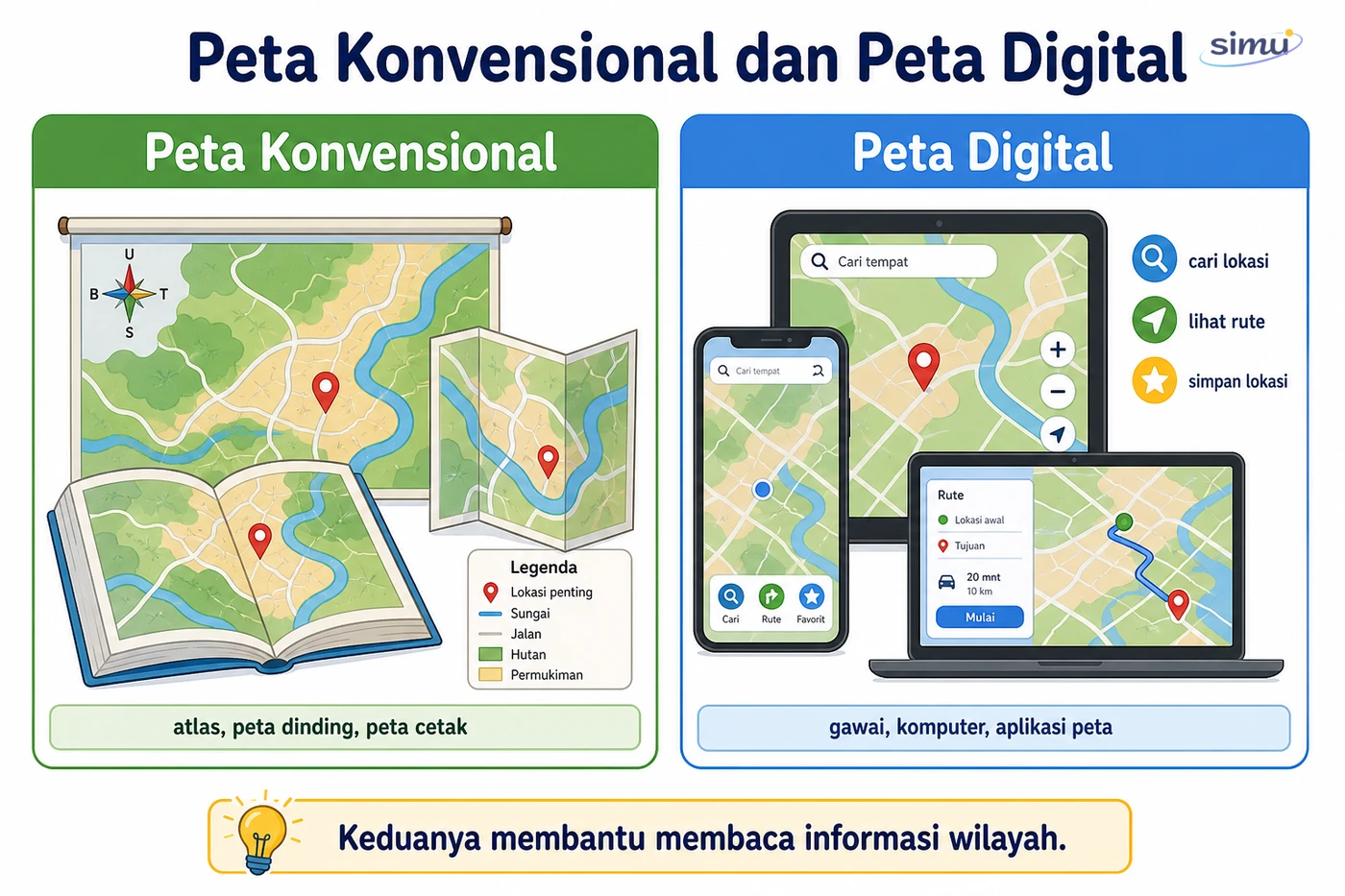 Peta konvensional dan digital