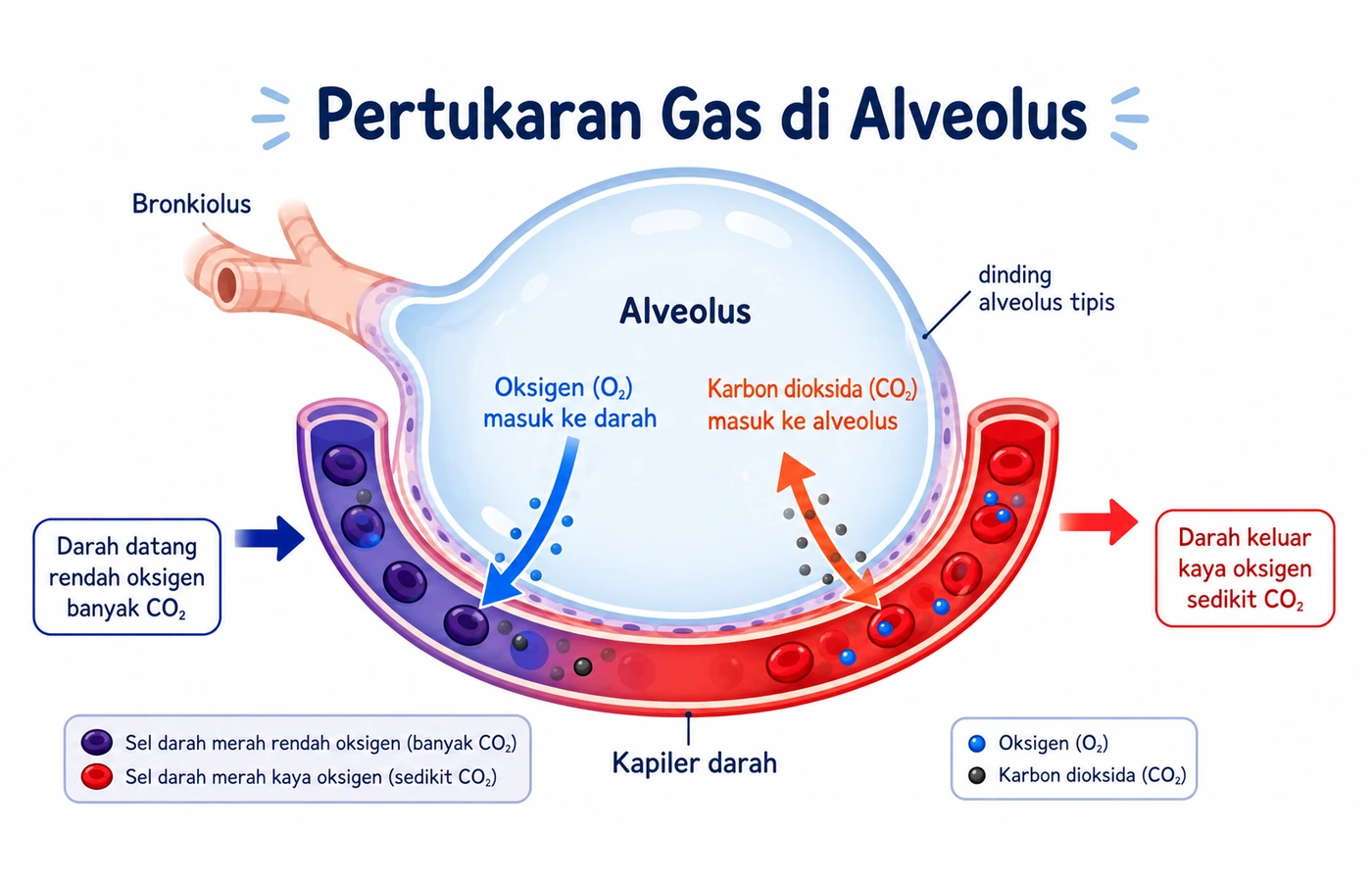 Pertukaran gas di alveolus