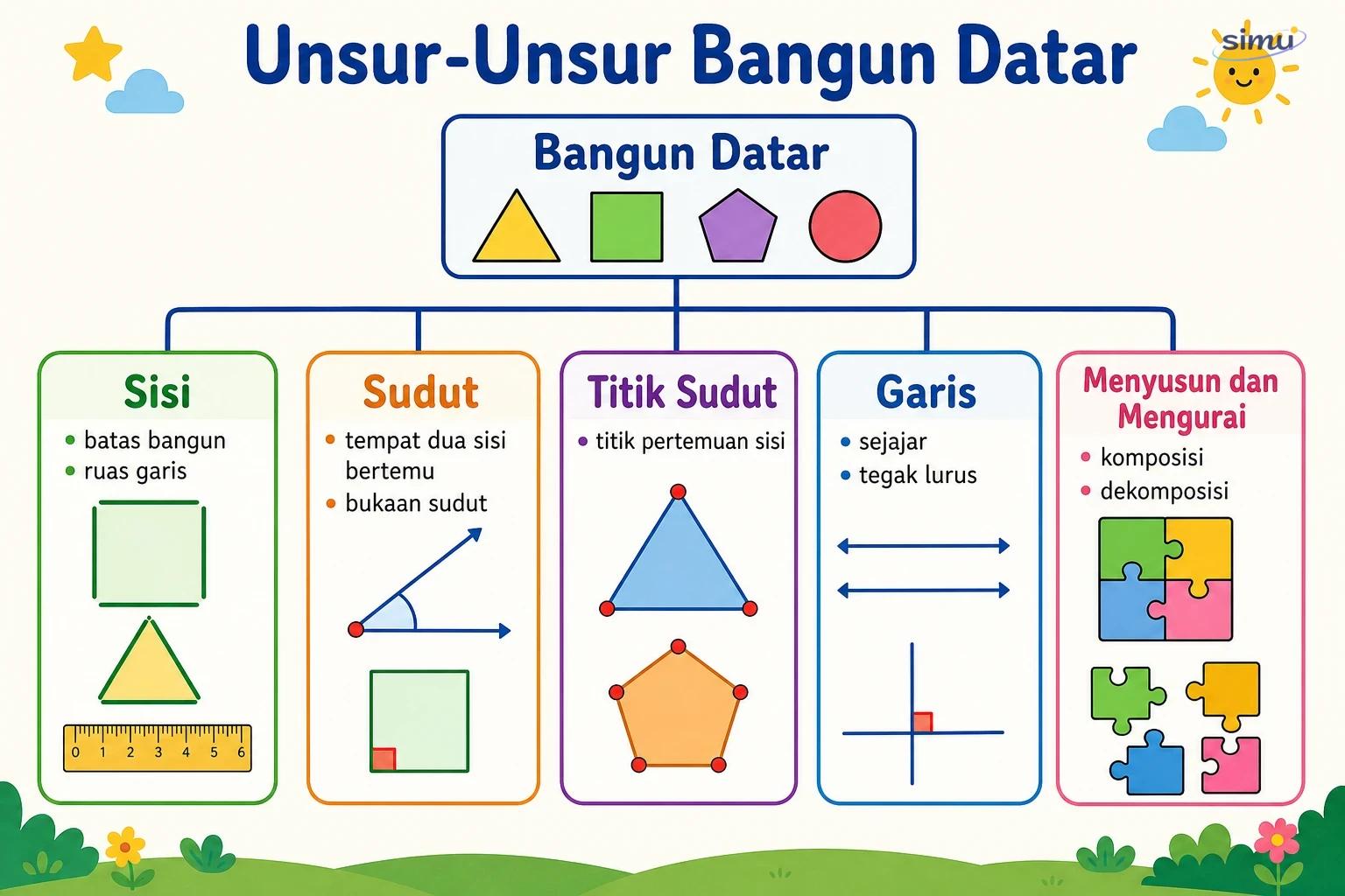 Peta konsep unsur-unsur bangun datar