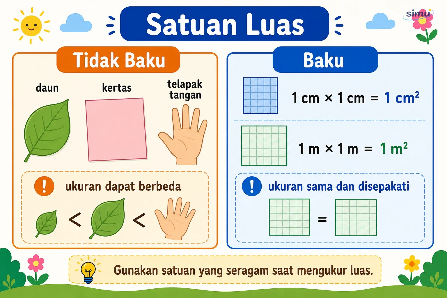 Satuan tidak baku dan satuan baku luas