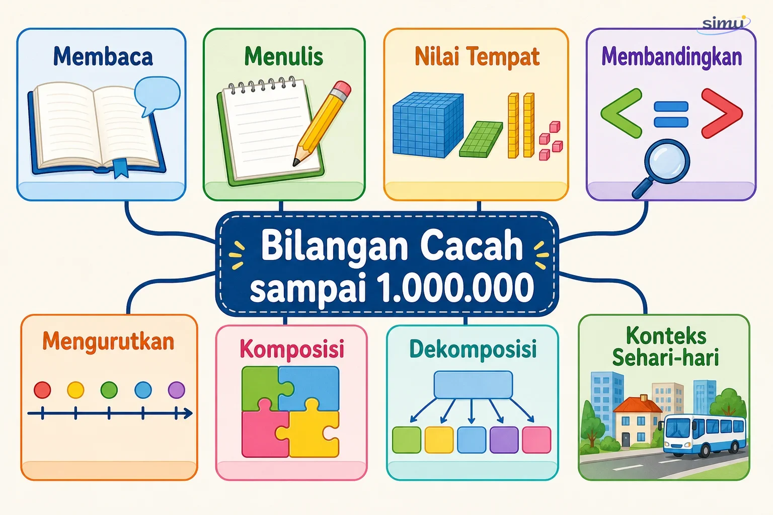 Peta konsep bilangan cacah sampai 1.000.000