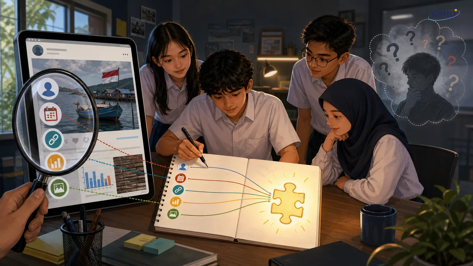 Students connect profile, date, original-link, chart, and photo evidence to a supported inference while an unsupported guess remains separate