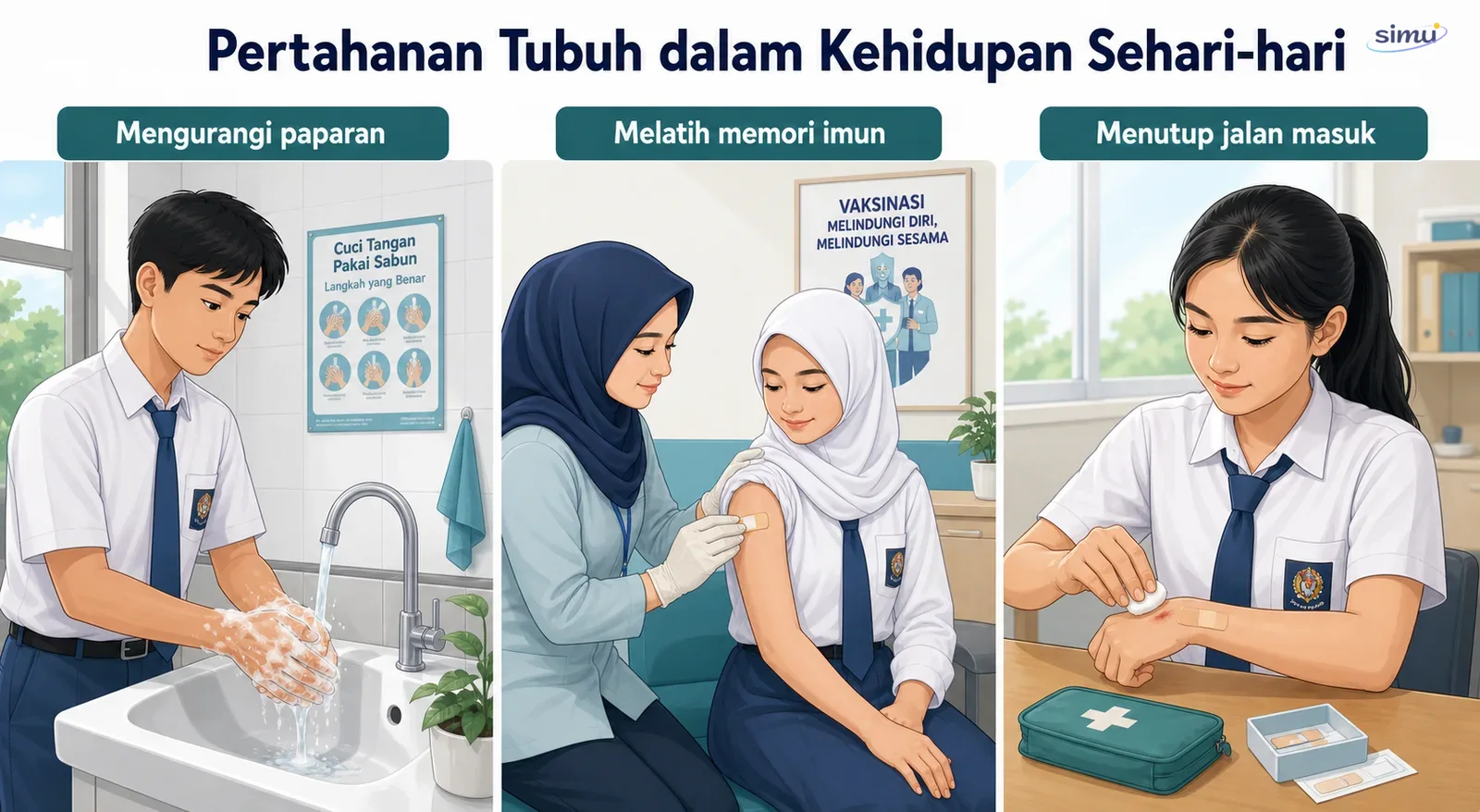 Tiga tindakan sehari-hari yang berkaitan dengan pertahanan tubuh