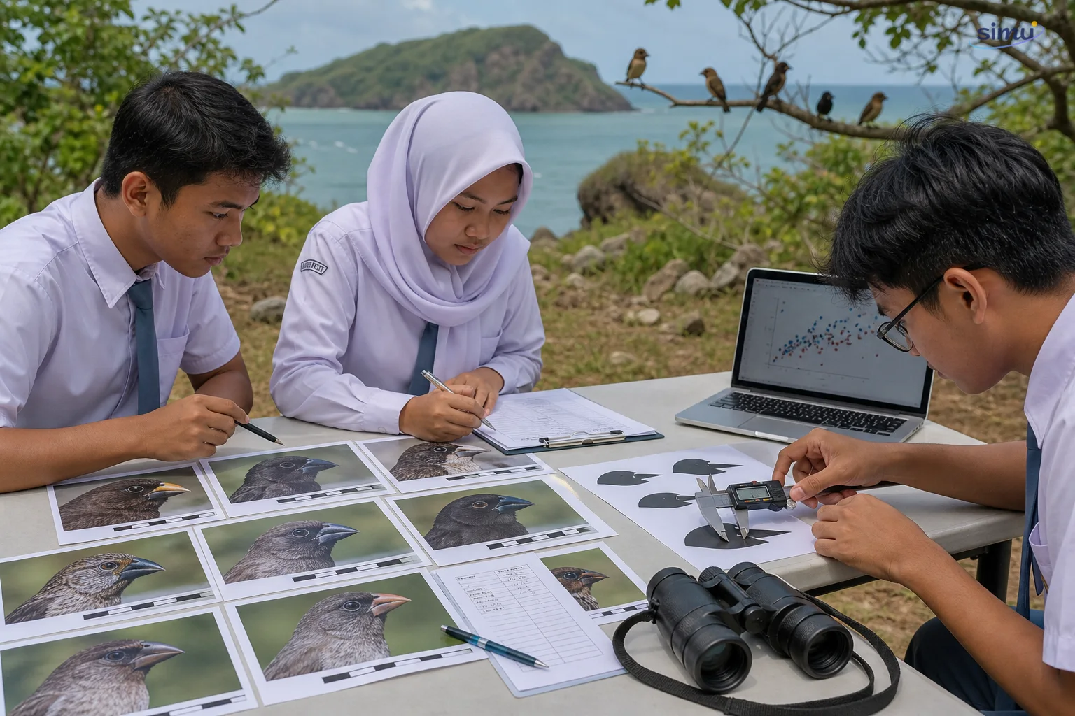 Siswa menelaah variasi paruh burung dan sumber makanannya