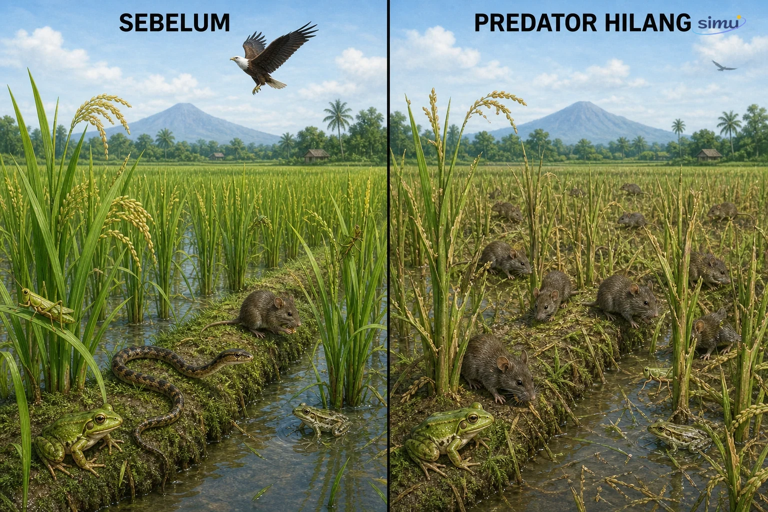 Skenario gangguan keseimbangan sawah ketika predator menghilang