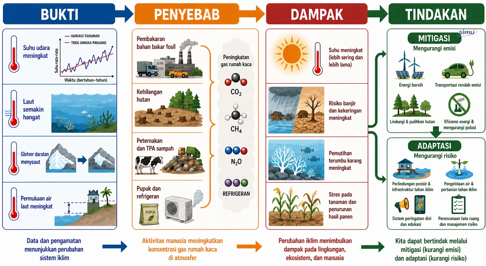 Peta hubungan bukti, penyebab, dampak, mitigasi, dan adaptasi perubahan iklim