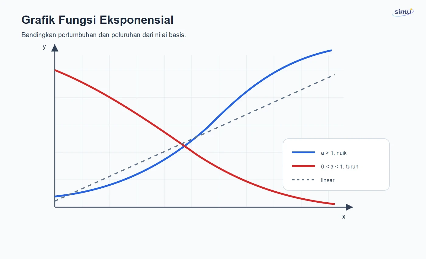Grafik pertumbuhan dan peluruhan eksponensial