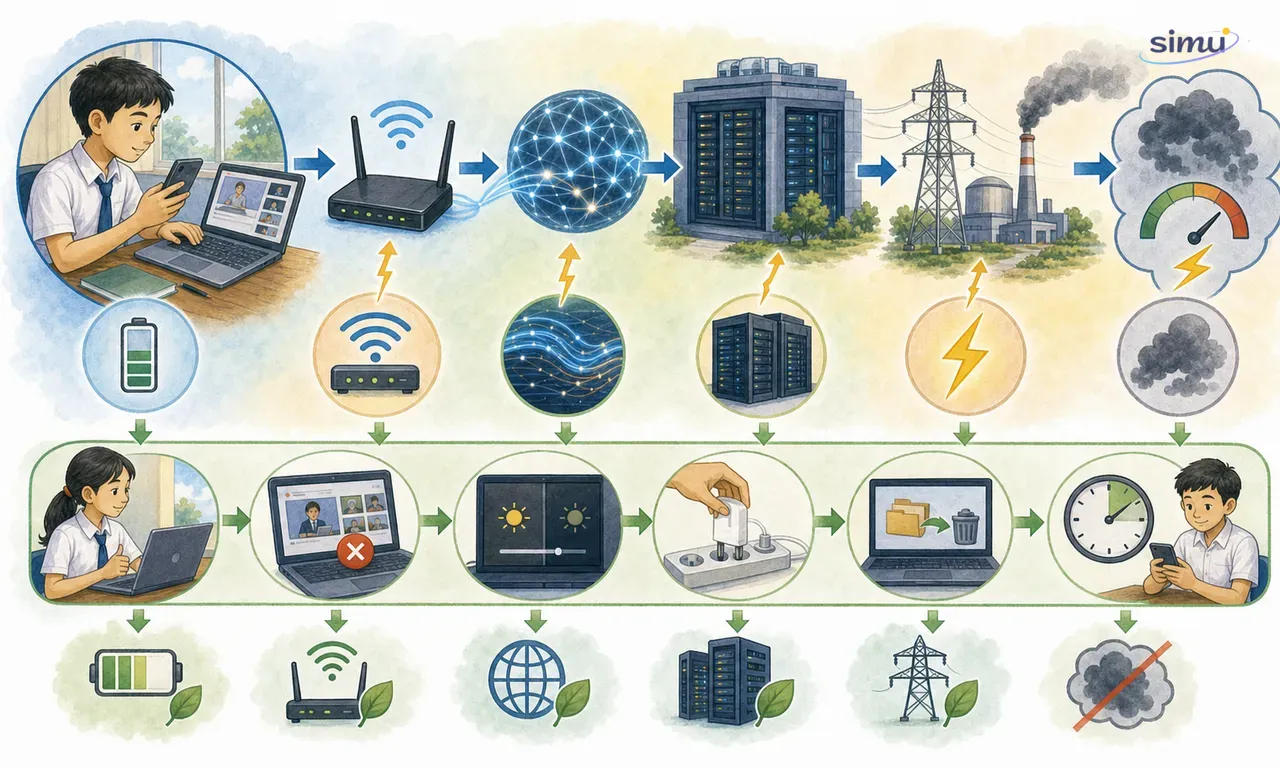 Alur penggunaan energi digital dan jejak karbon