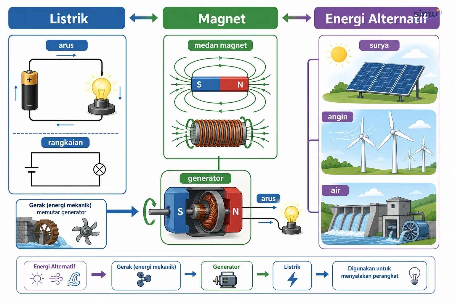 Peta konsep listrik, magnet, dan energi alternatif