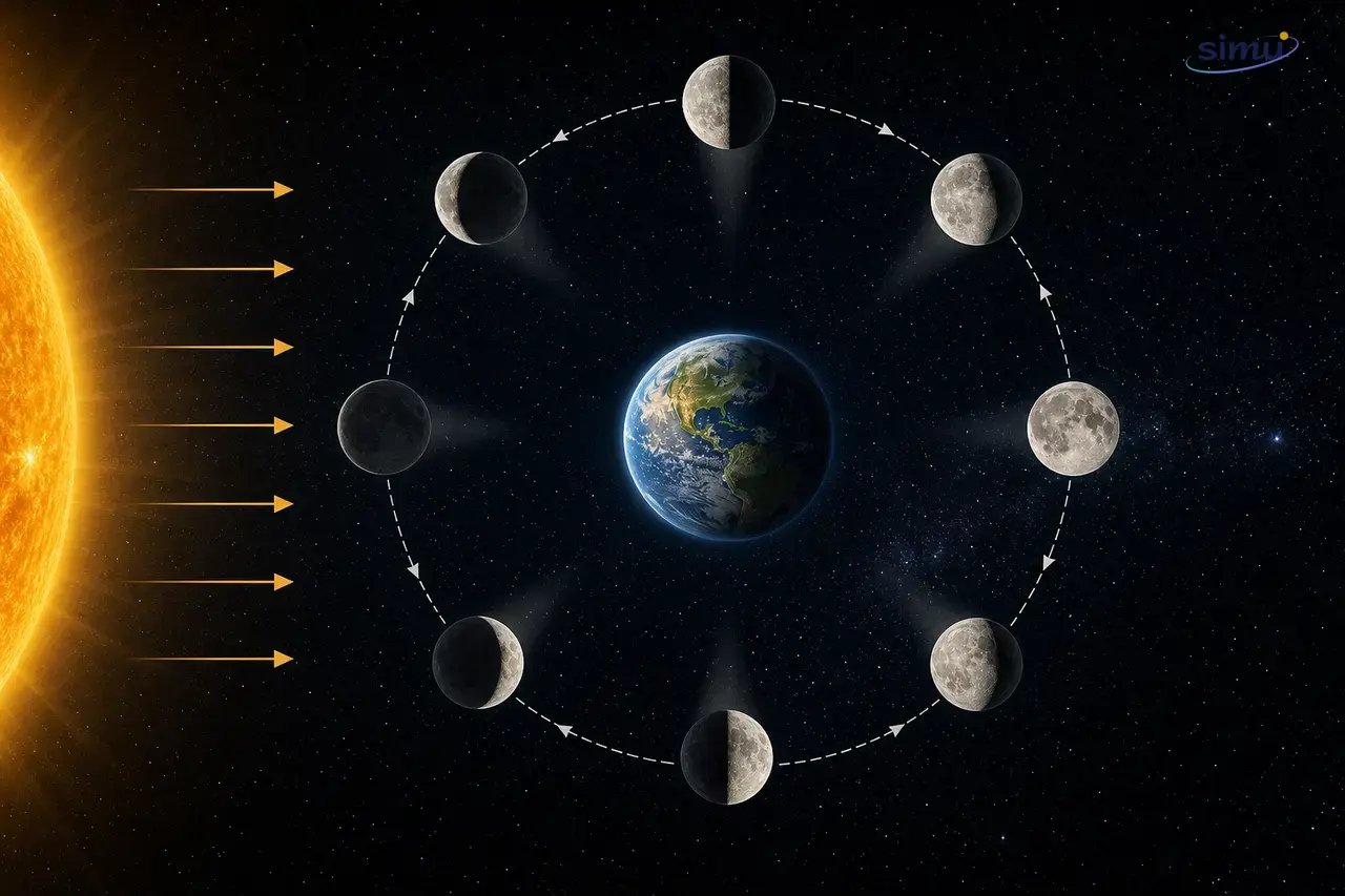 Fase Bulan akibat posisi Matahari, Bumi, dan Bulan