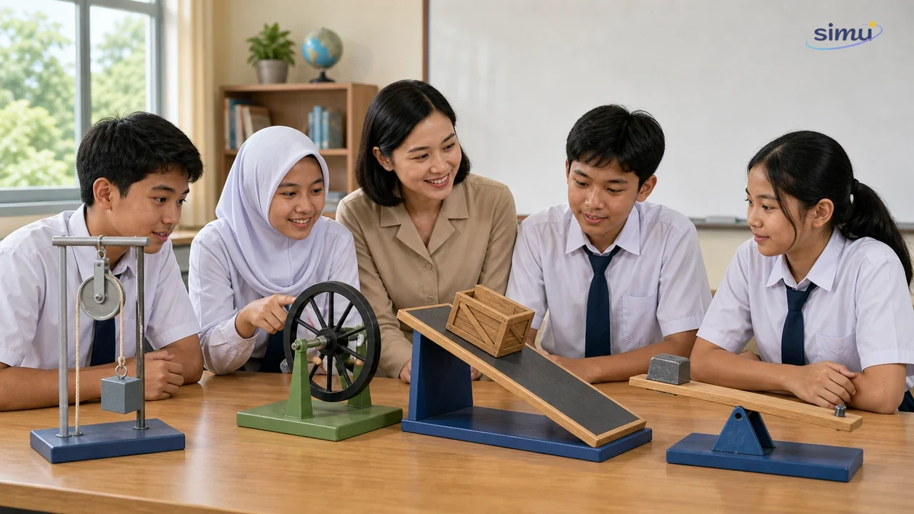 Kumpulan pesawat sederhana: katrol, roda berporos, bidang miring, dan pengungkit