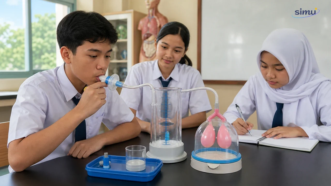 Pengukuran volume pernapasan dengan spirometer sederhana dan aktivitas fisik