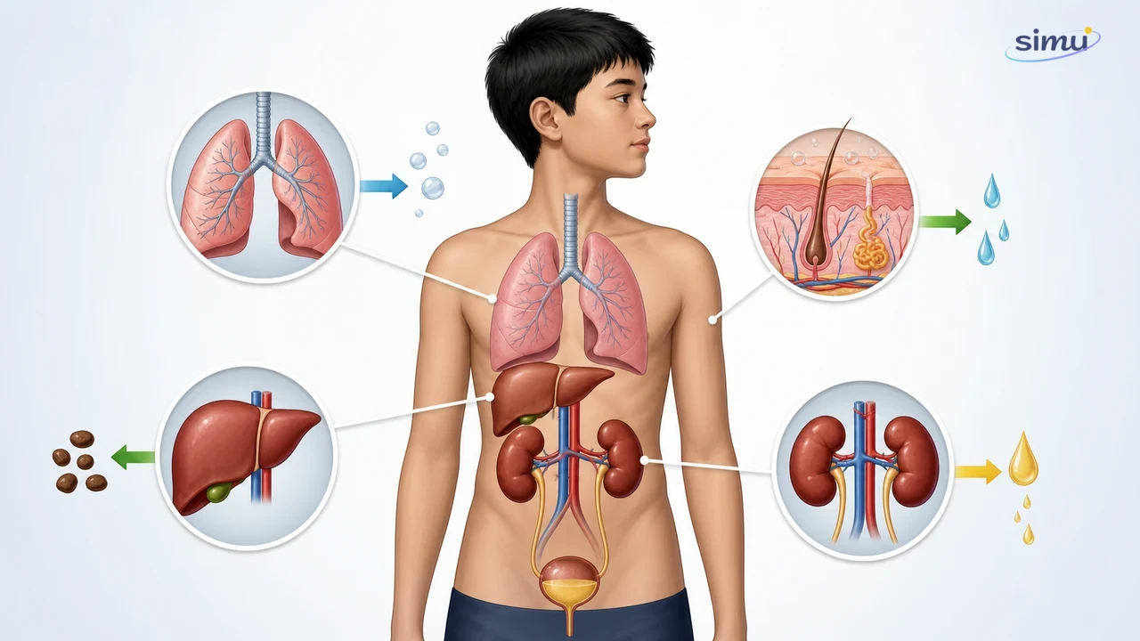Empat organ ekskresi utama manusia: ginjal, kulit, paru-paru, dan hati
