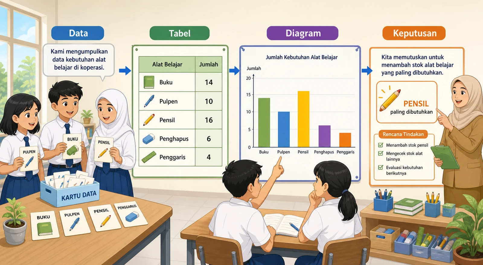 Ilustrasi data menjadi keputusan