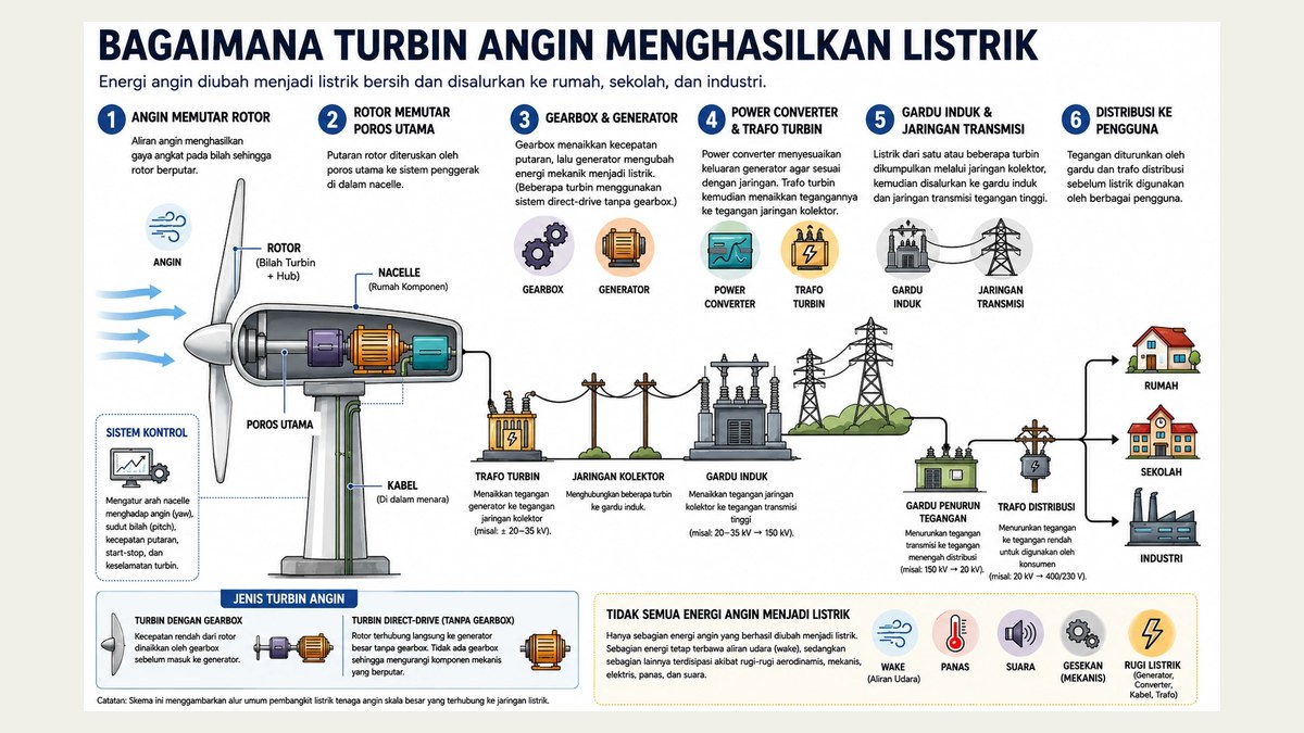 PLTB: Bagaimana Turbin Angin Menghasilkan Listrik