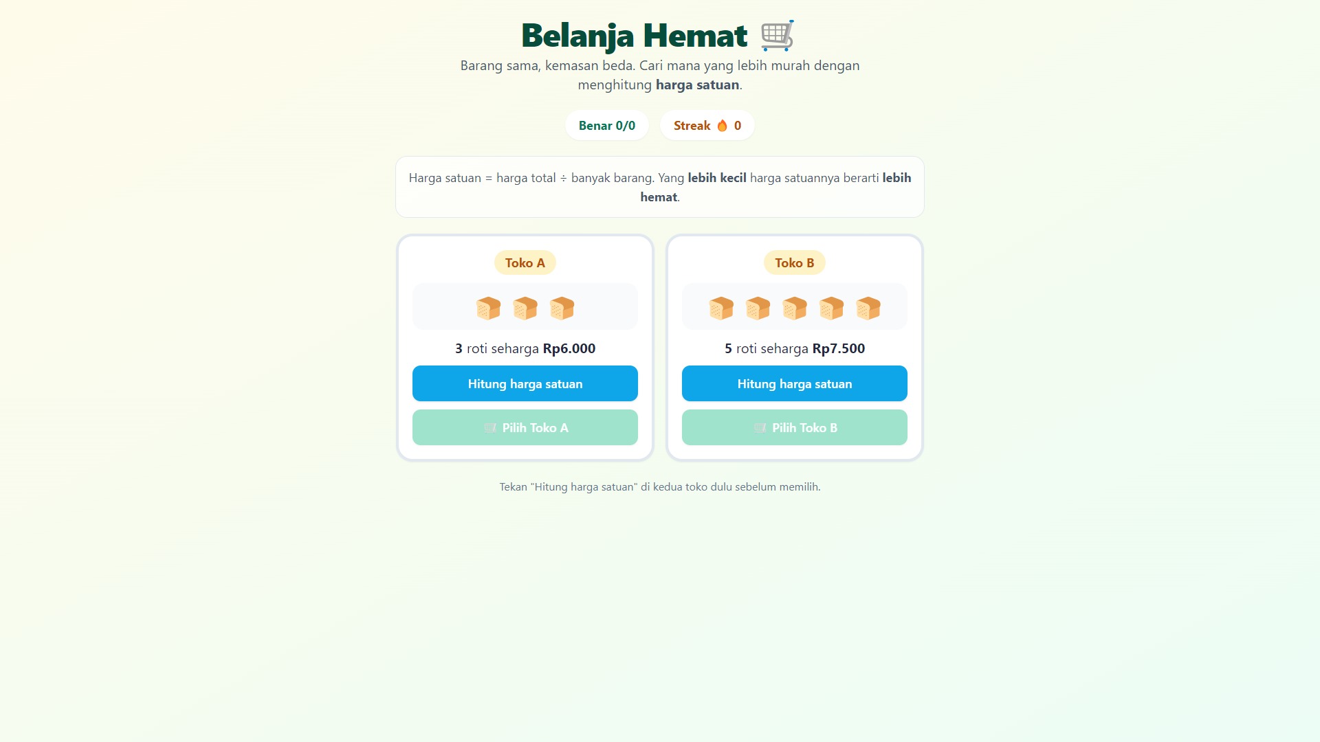 Belanja Hemat — Harga Satuan
