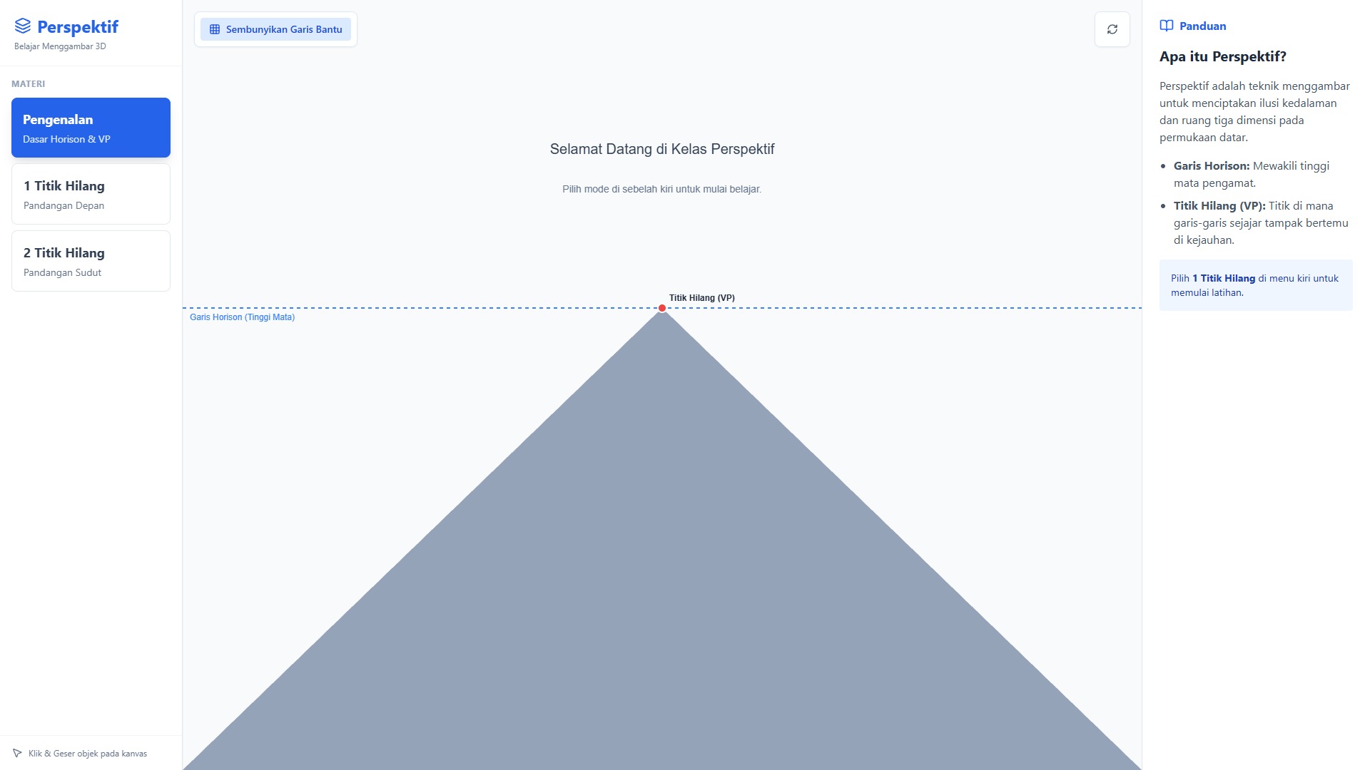 Simulasi Perspektif 1 & 2 Titik Hilang
