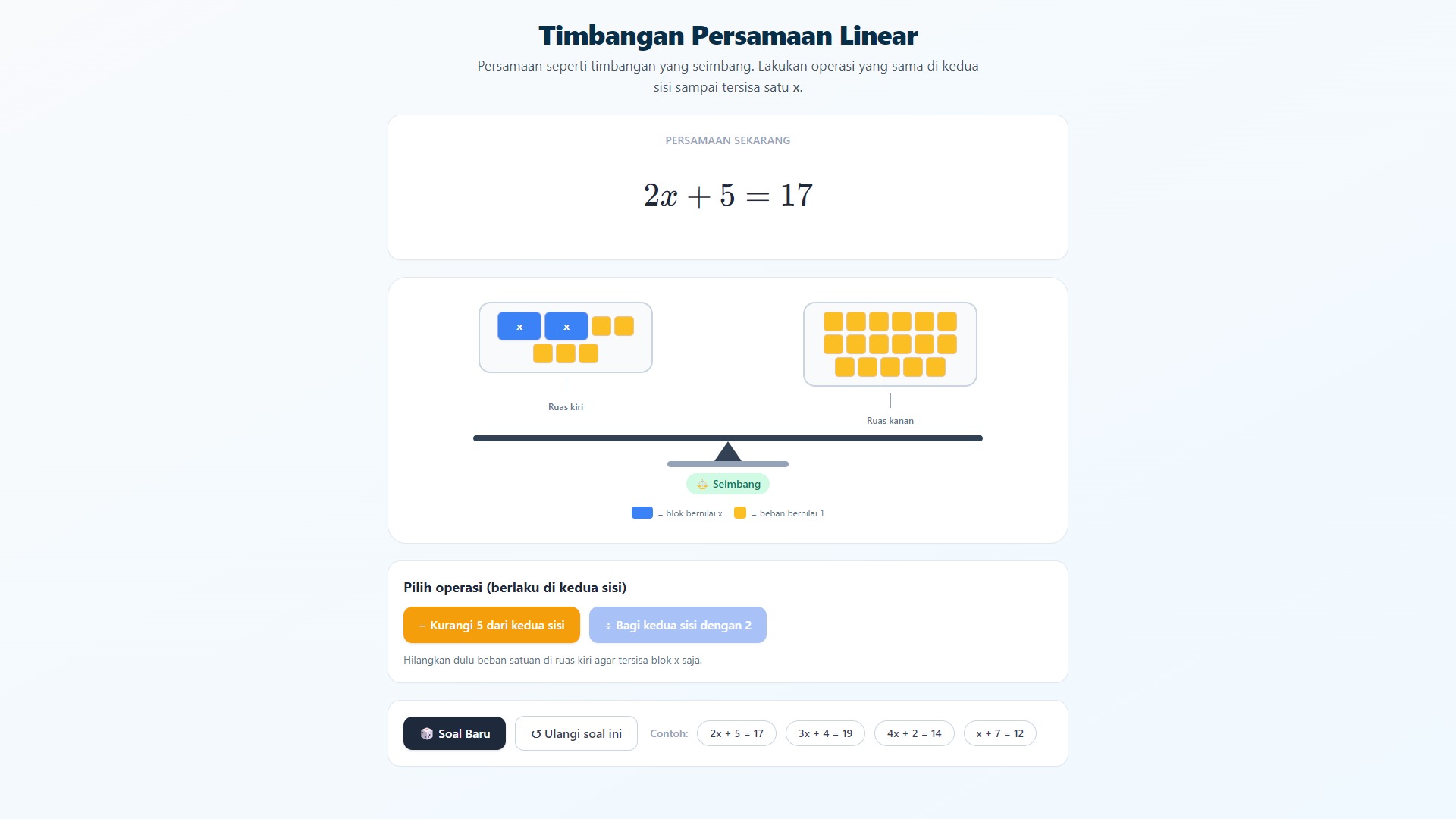 Timbangan Persamaan Linear (PLSV)