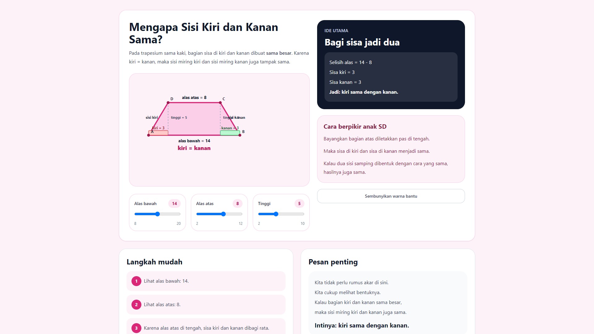 Simulasi Trapesium Sama Kaki Visual SD